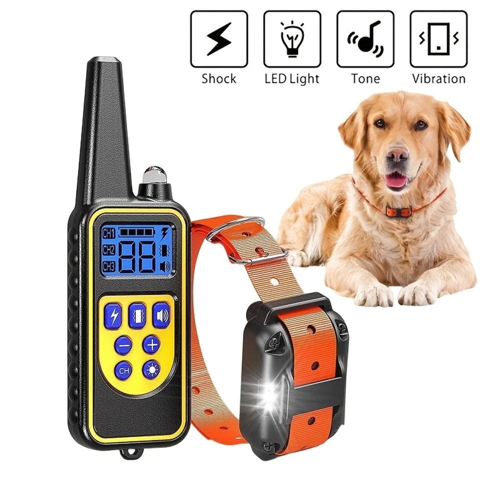 Electric Dog Training Collar Detachable Bark Rechargeable Anti Barking Shock Vibration Reflective Collar for Medium Large Dogs