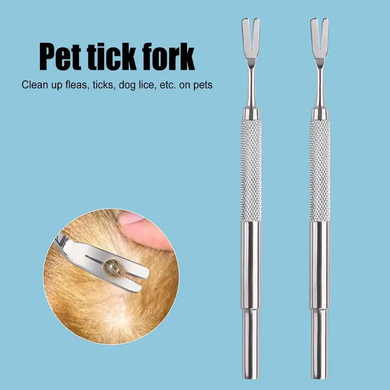 Stainless Steel Pet Flea Tick Remover Tool Scratching Hook Tweezers Clips Set Cat Dog Tick Removal Tool Pet Grooming Supplies