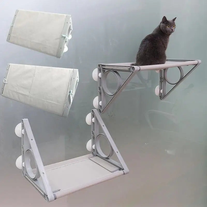 Cat Hammock Mesh Fabric Window Perch with Suction Cups for indoor Cats Playing Toys for Balcony Pets Shelters Easy to Assemble