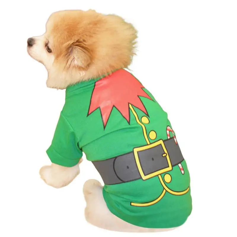 Christmas Elf Pet Costume Cat Dog Coat Winter Outfit Skin-friendly Soft Pet Dress Cotton Hoodie Clothes For Small Medium Pets
