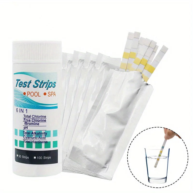 6-in-1 Pool & Spa Water Test Strips - Accurate Measurement Of PH, Chlorine, Bromine, Total Alkalinity for Fish Tank Water Test